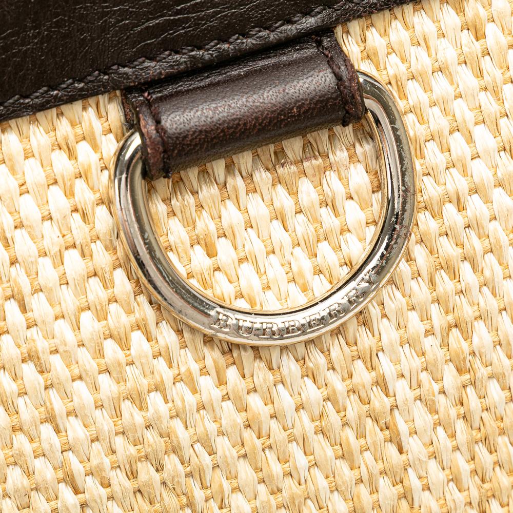 Burberry B Burberry Brown Beige Raffia Natural Material Leather Trimmed Crossbody United Kingdom