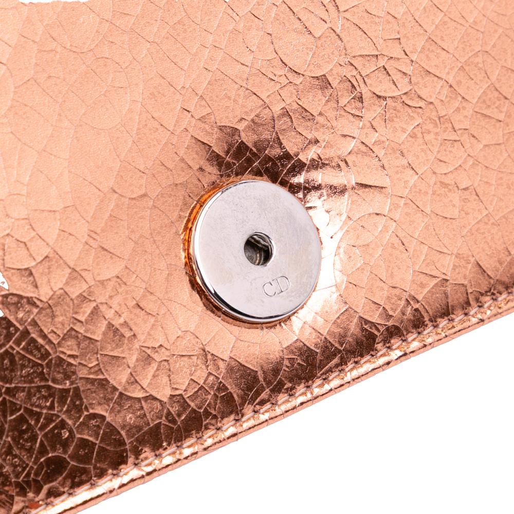 Christian Dior B Dior Gold Goatskin Leather Metallic Ceramic Effect Deerskin Diorama Wallet on Chain Italy