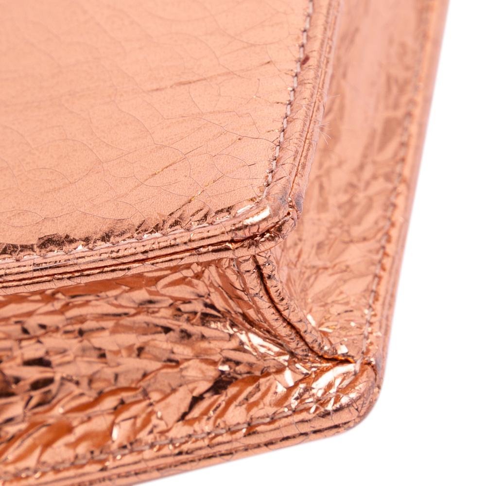 Christian Dior B Dior Gold Goatskin Leather Metallic Ceramic Effect Deerskin Diorama Wallet on Chain Italy