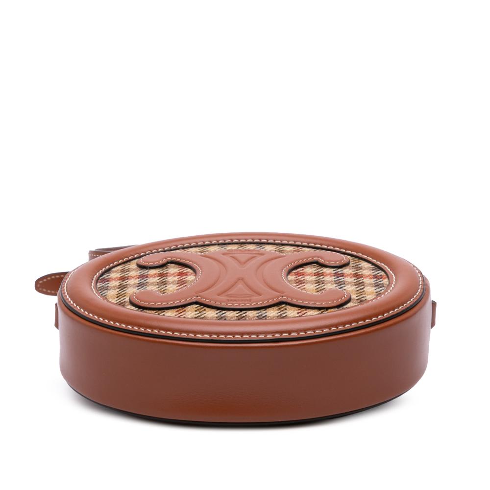Celine AB Celine Brown Calf Leather Small Houndstooth Canvas and skin Cuir Triomphe Oval Crossbody Italy