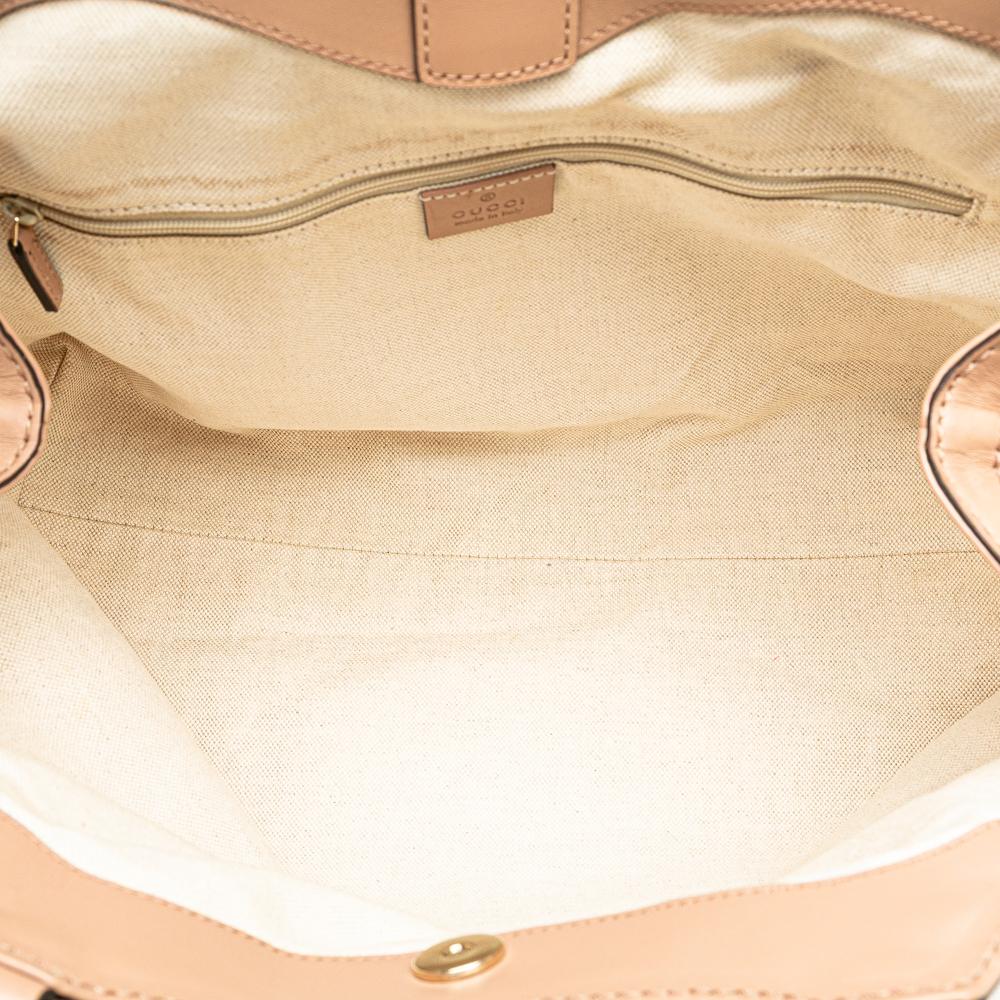 Gucci B Gucci Brown Beige Canvas Fabric Medium Diamante Sukey Tote Italy