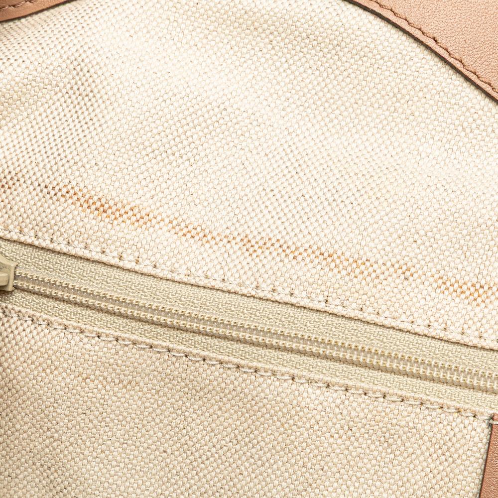 Gucci B Gucci Brown Beige Canvas Fabric Medium Diamante Sukey Tote Italy