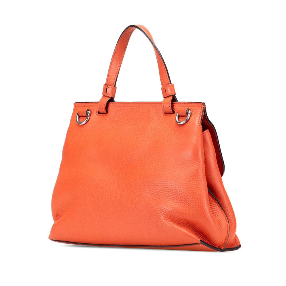 Gucci B Gucci Orange Calf Leather Small Bamboo Daily Satchel Italy