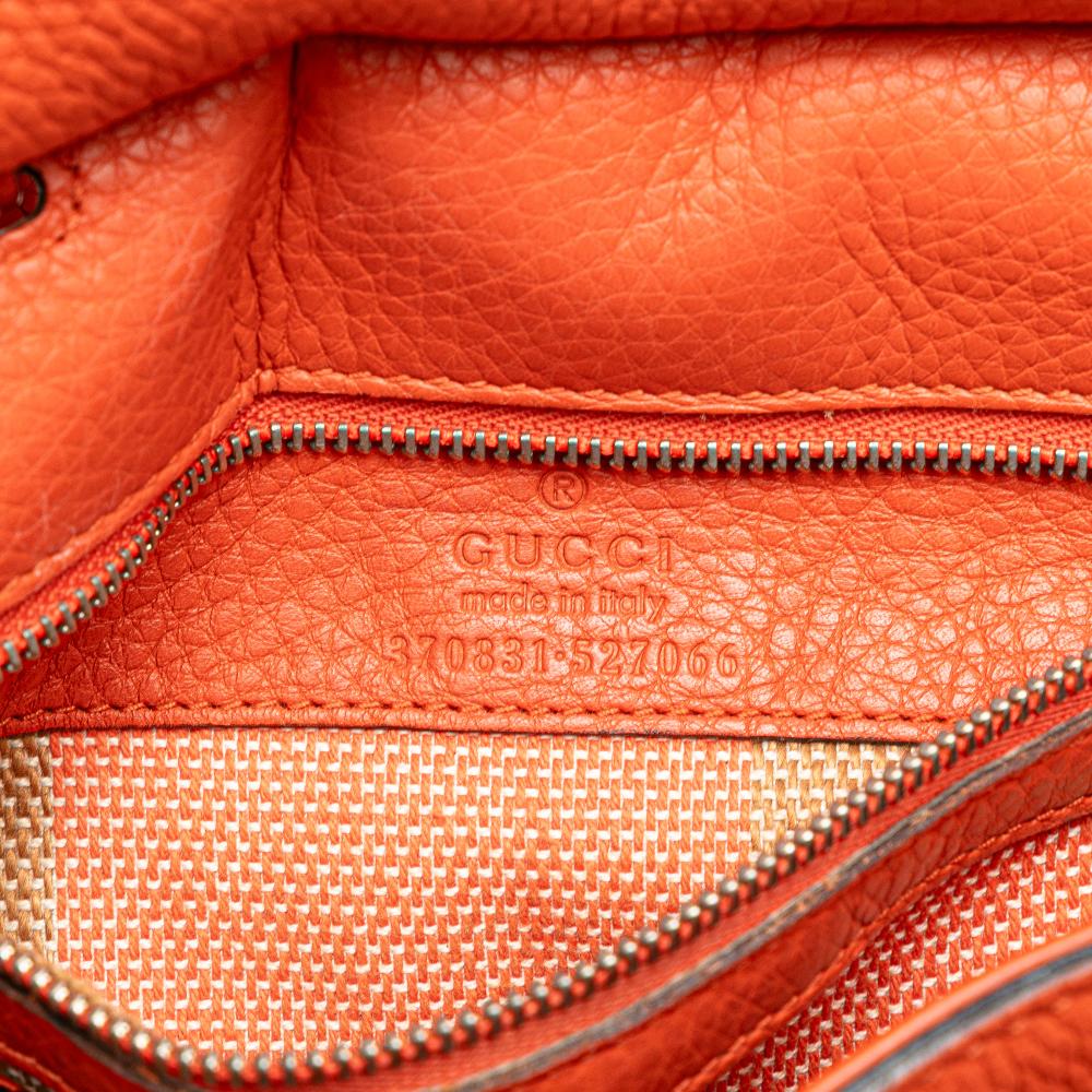 Gucci B Gucci Orange Calf Leather Small Bamboo Daily Satchel Italy