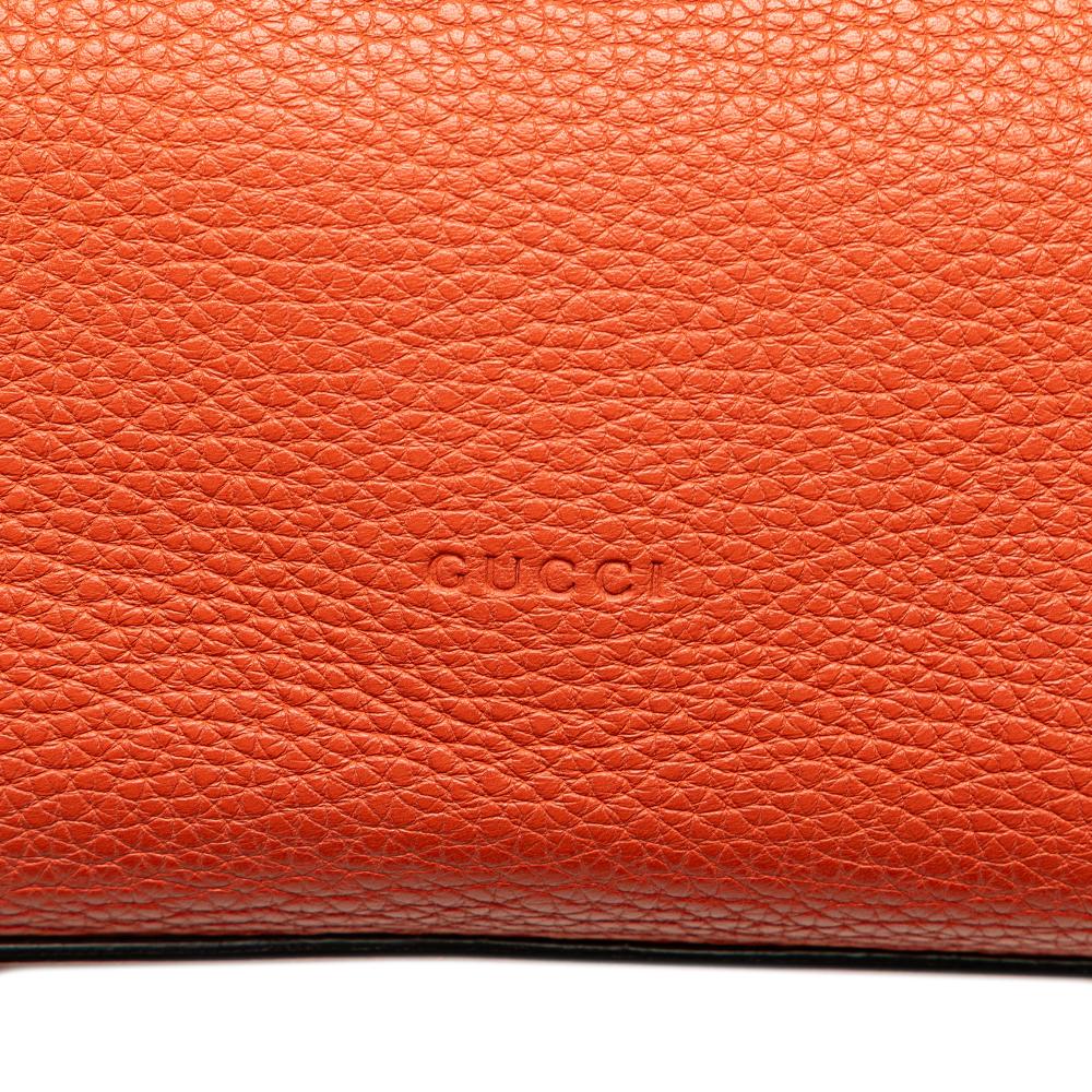 Gucci B Gucci Orange Calf Leather Small Bamboo Daily Satchel Italy