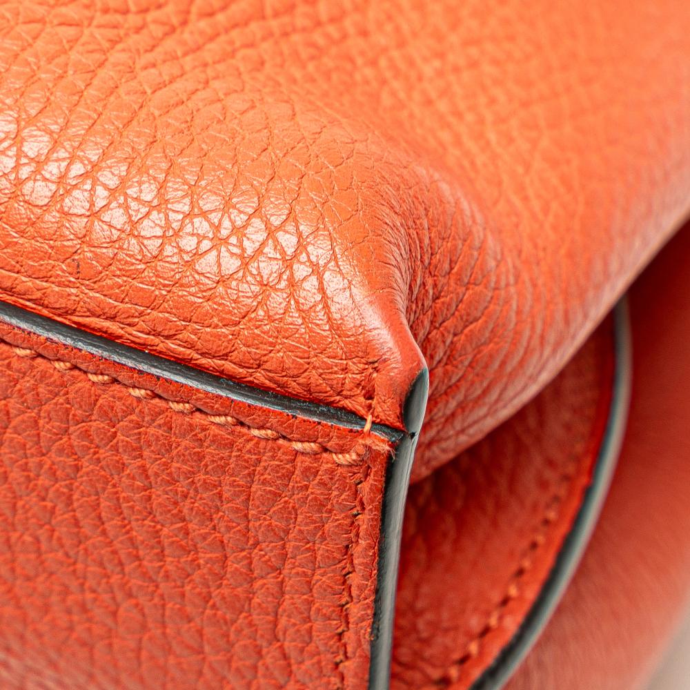 Gucci B Gucci Orange Calf Leather Small Bamboo Daily Satchel Italy