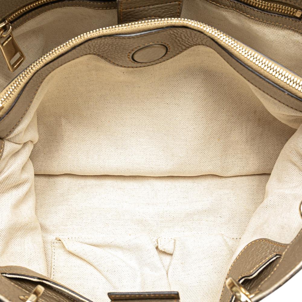 Gucci B Gucci Gold Calf Leather Medium skin Bamboo Shopper Satchel Italy