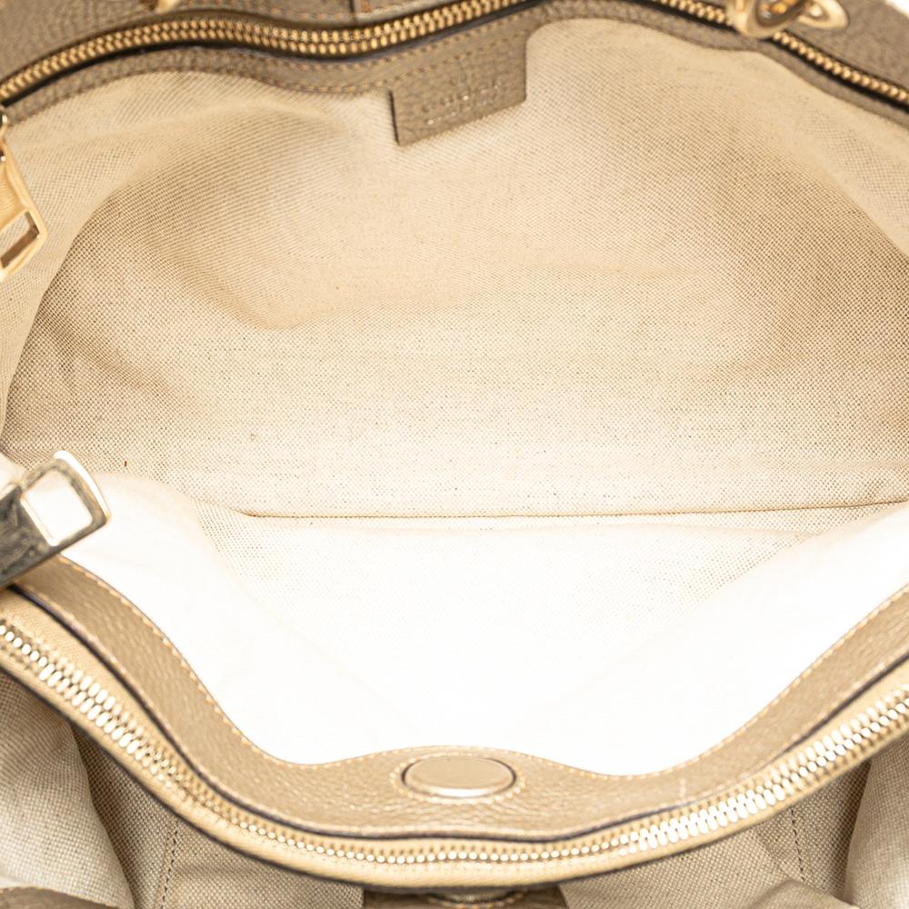 Gucci B Gucci Gold Calf Leather Medium skin Bamboo Shopper Satchel Italy