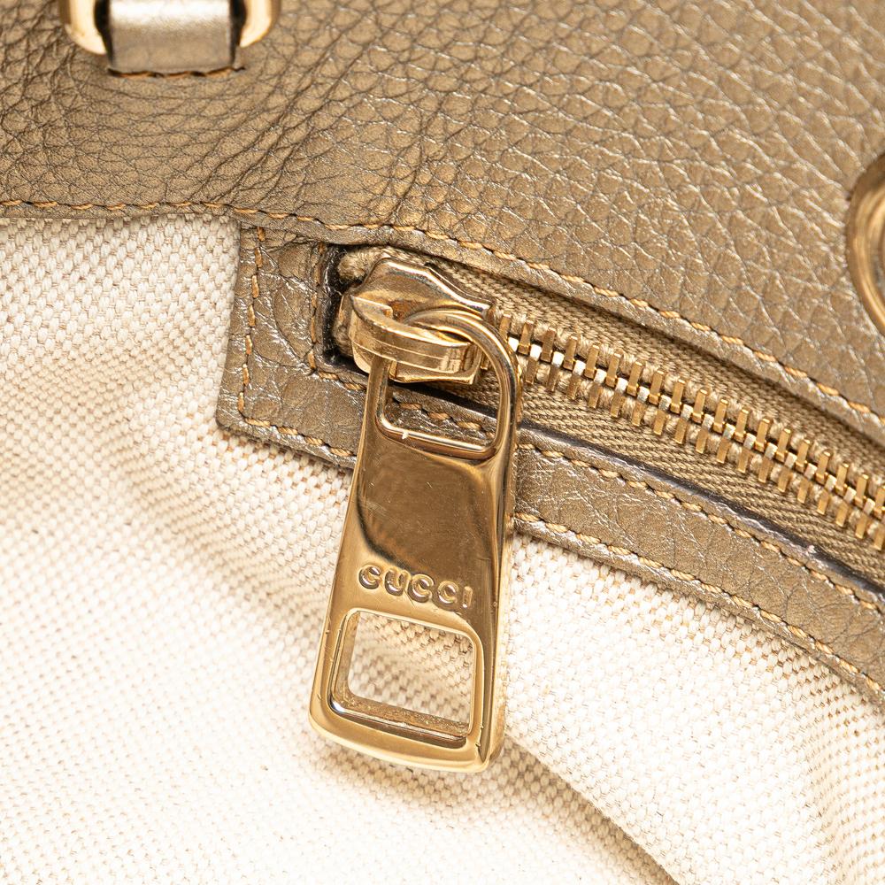 Gucci B Gucci Gold Calf Leather Medium skin Bamboo Shopper Satchel Italy