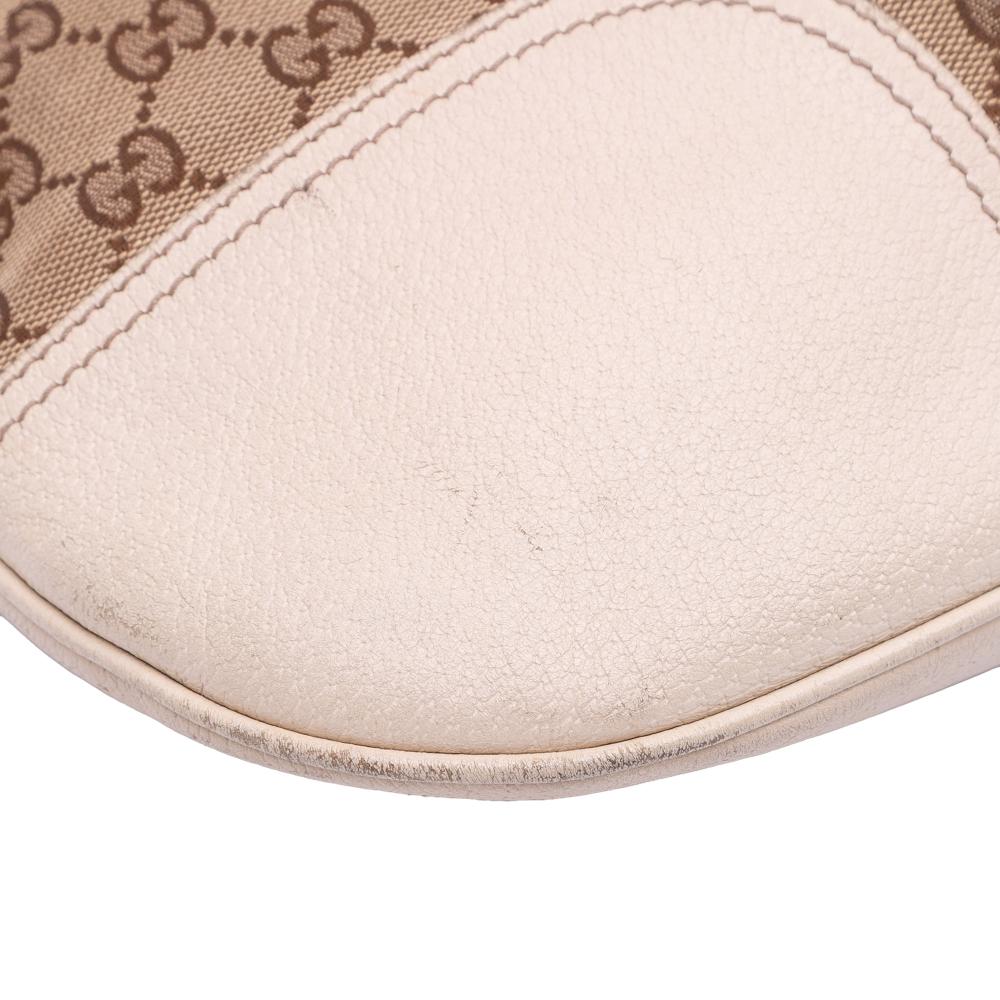 Gucci B Gucci Brown Beige Canvas Fabric GG Princy Satchel Italy