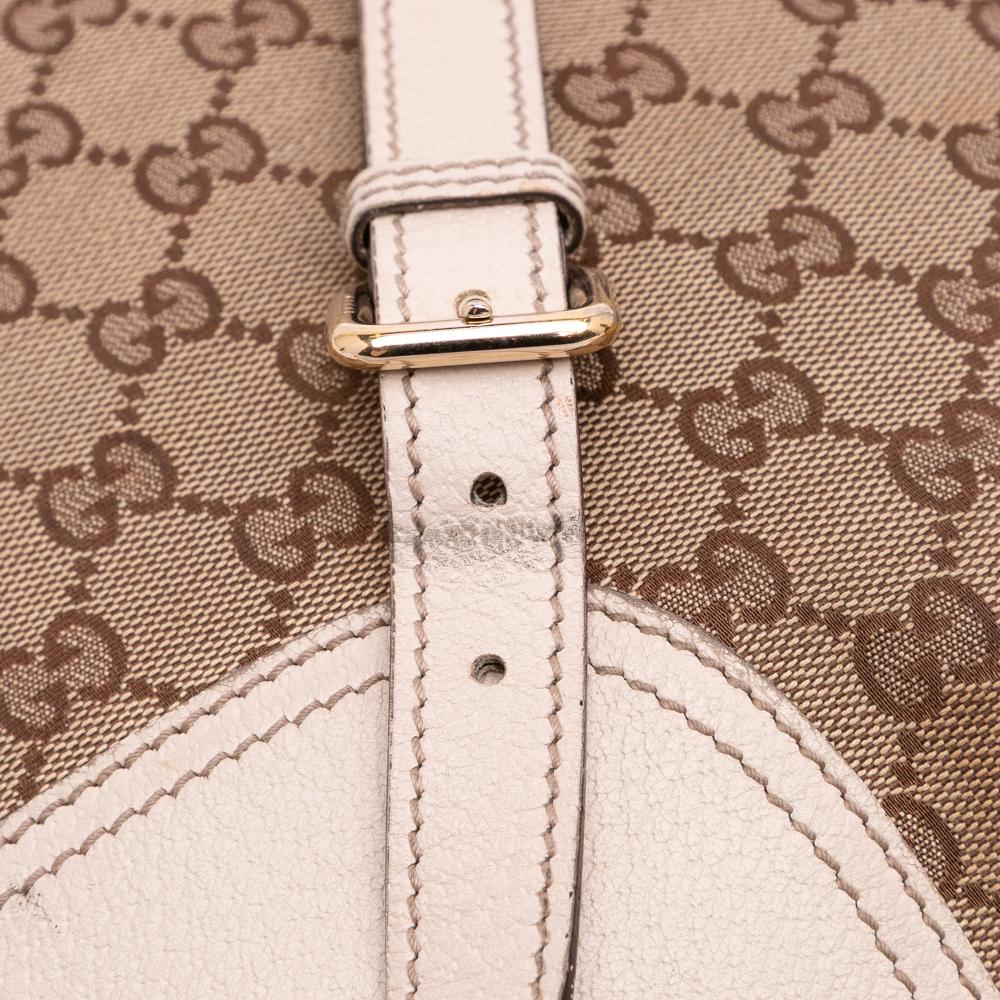 Gucci B Gucci Brown Beige Canvas Fabric GG Princy Satchel Italy