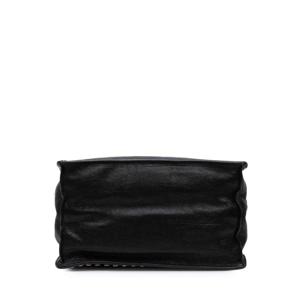 Prada B Prada Black Calf Leather Glace Studded Etiquette Tote Italy