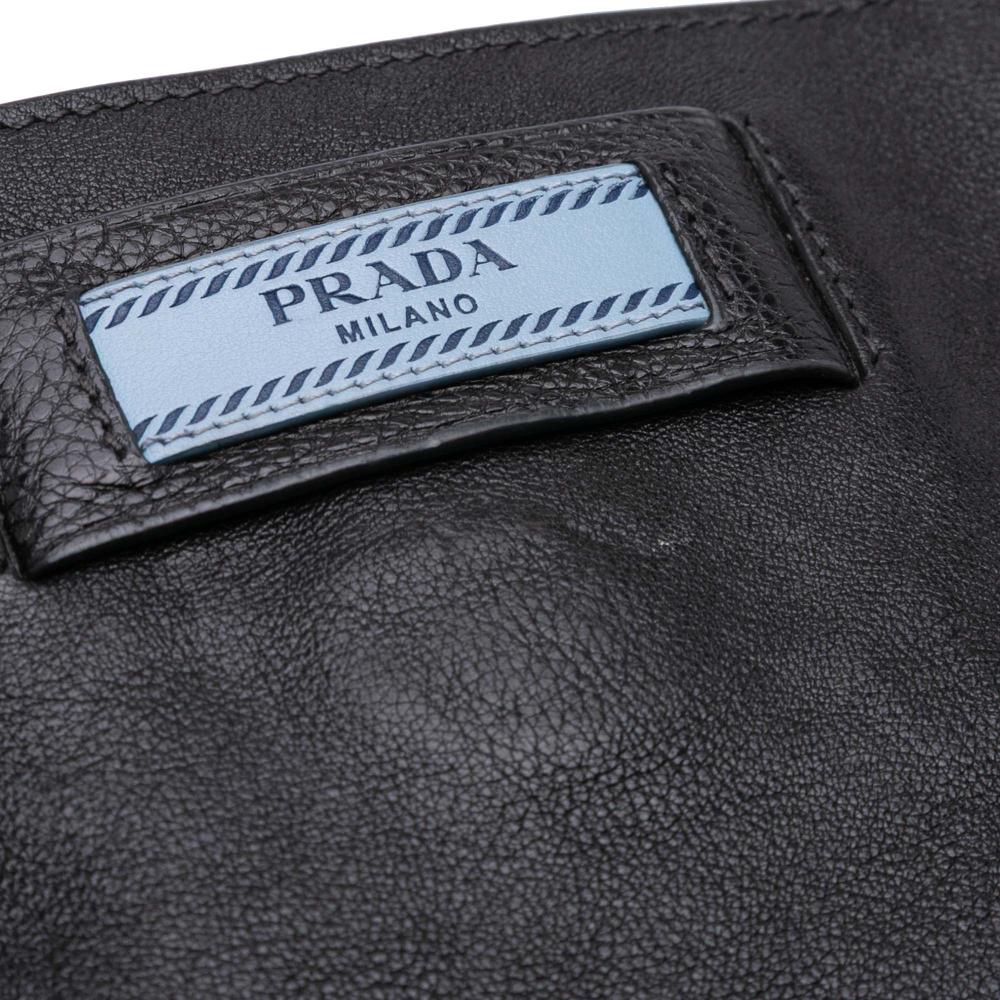 Prada B Prada Black Calf Leather Glace Studded Etiquette Tote Italy