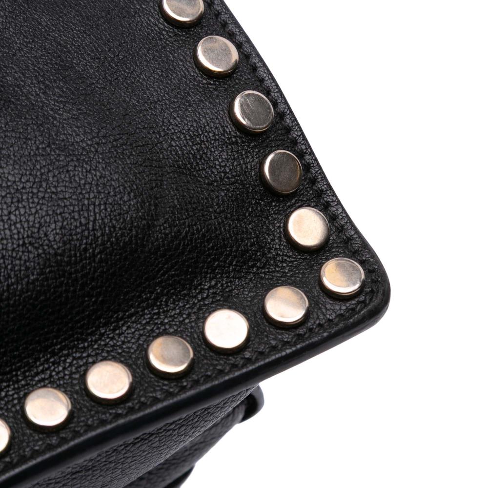 Prada B Prada Black Calf Leather Glace Studded Etiquette Tote Italy
