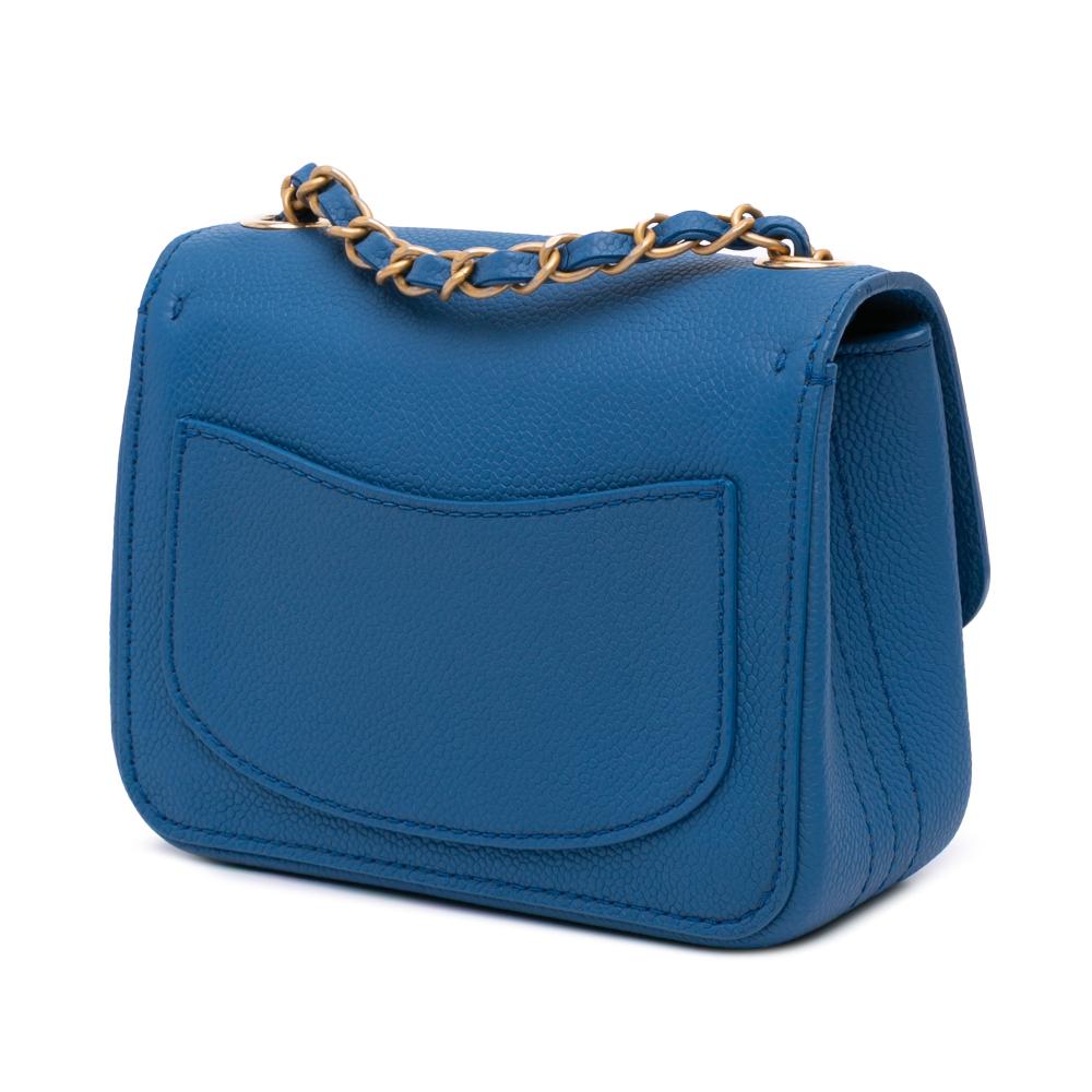 Chanel AB Chanel Blue Caviar Leather Leather Mini Square Pure Classic Caviar Single Flap France