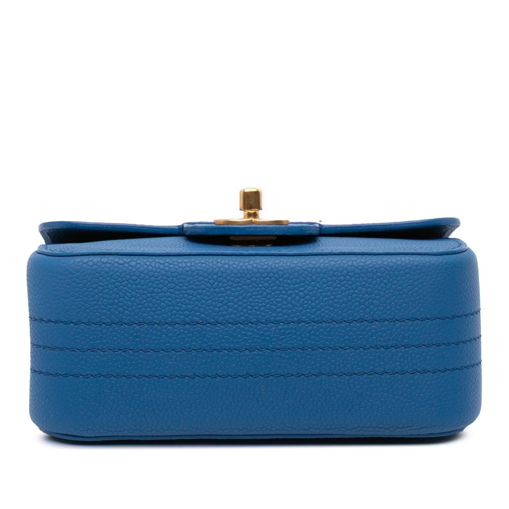 Chanel AB Chanel Blue Caviar Leather Leather Mini Square Pure Classic Caviar Single Flap France