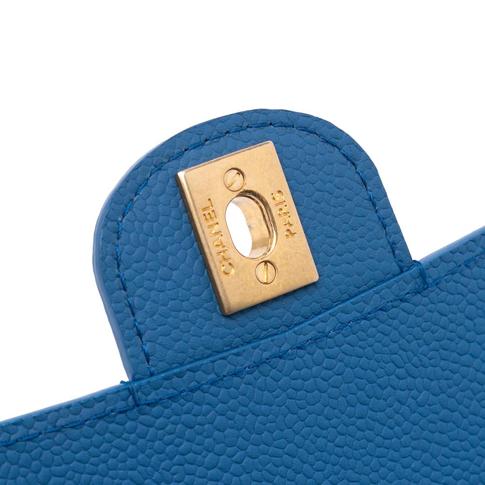Chanel AB Chanel Blue Caviar Leather Leather Mini Square Pure Classic Caviar Single Flap France