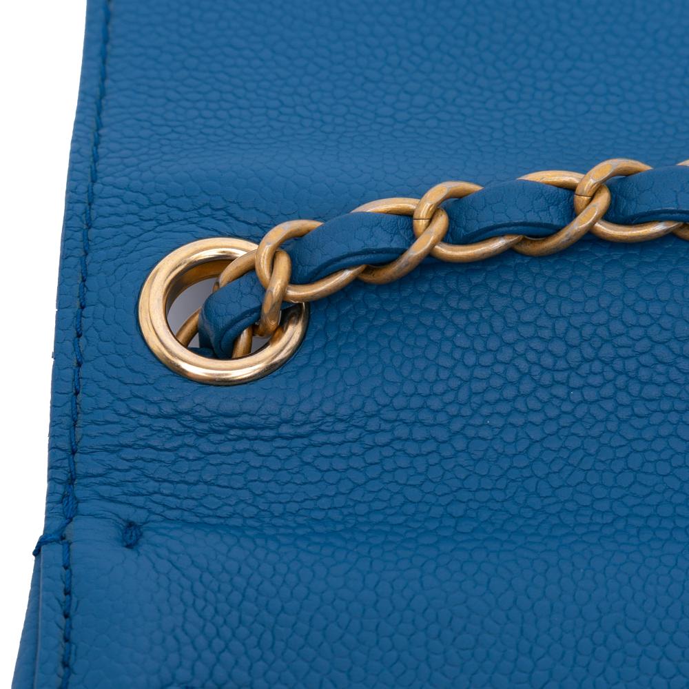 Chanel AB Chanel Blue Caviar Leather Leather Mini Square Pure Classic Caviar Single Flap France