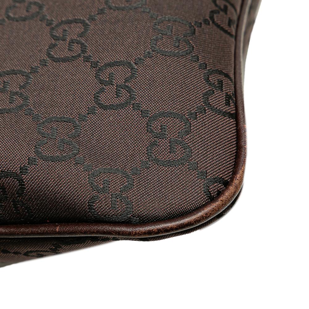 Gucci B Gucci Brown Dark Brown Canvas Fabric GG Crossbody Italy