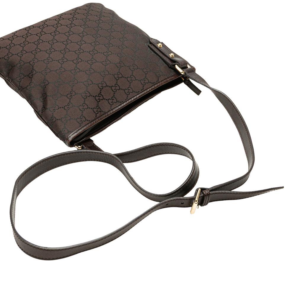 Gucci B Gucci Brown Dark Brown Canvas Fabric GG Crossbody Italy