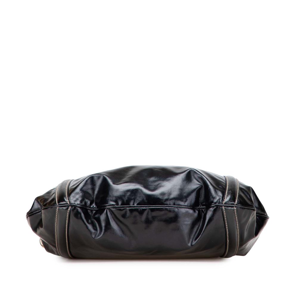 Gucci B Gucci Black Patent Leather Leather Medium Patent Web Britt Satchel Italy