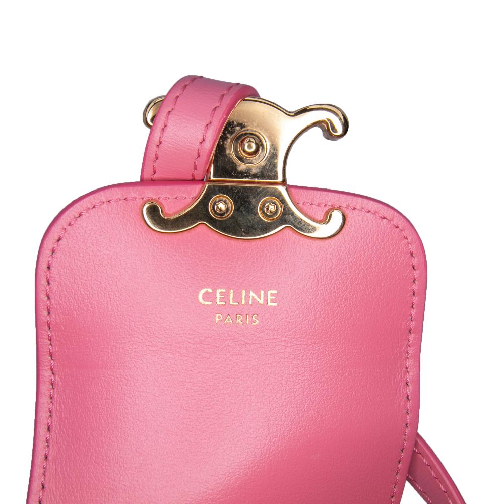 Celine B Celine Pink Calf Leather Mini Shiny skin Triomphe Crossbody Italy