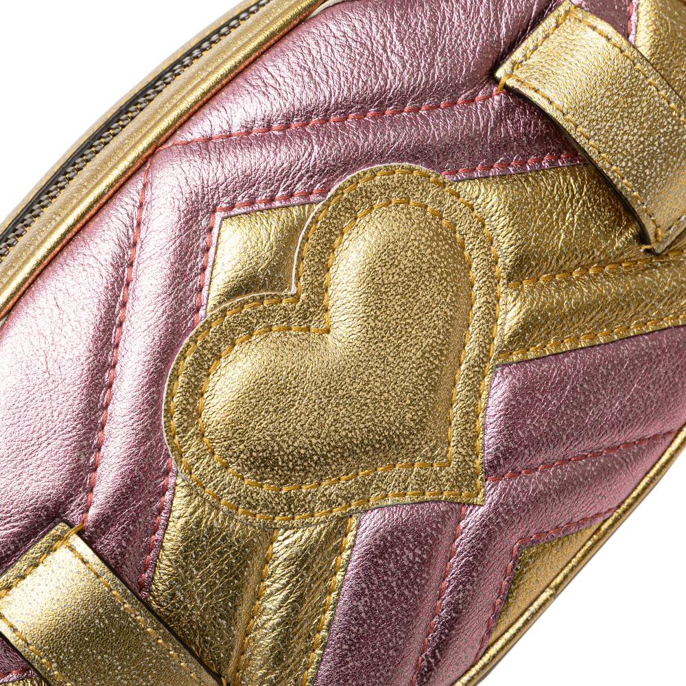 Gucci AB Gucci Gold Calf Leather GG Marmont Matelasse Belt Bag Italy