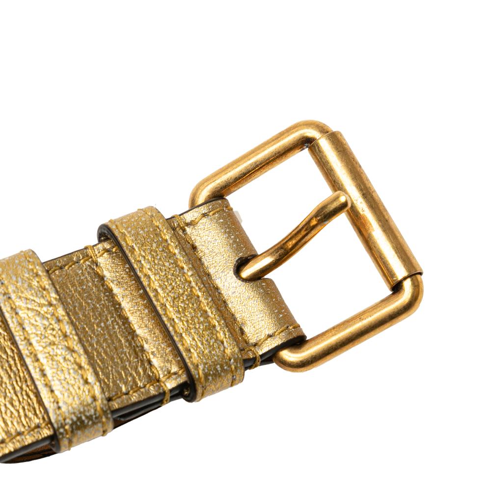 Gucci AB Gucci Gold Calf Leather GG Marmont Matelasse Belt Bag Italy