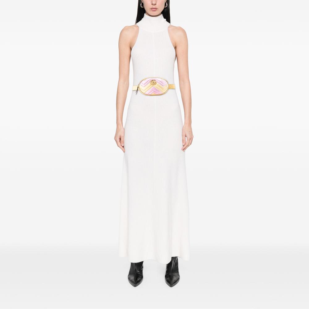 Gucci AB Gucci Gold Calf Leather GG Marmont Matelasse Belt Bag Italy