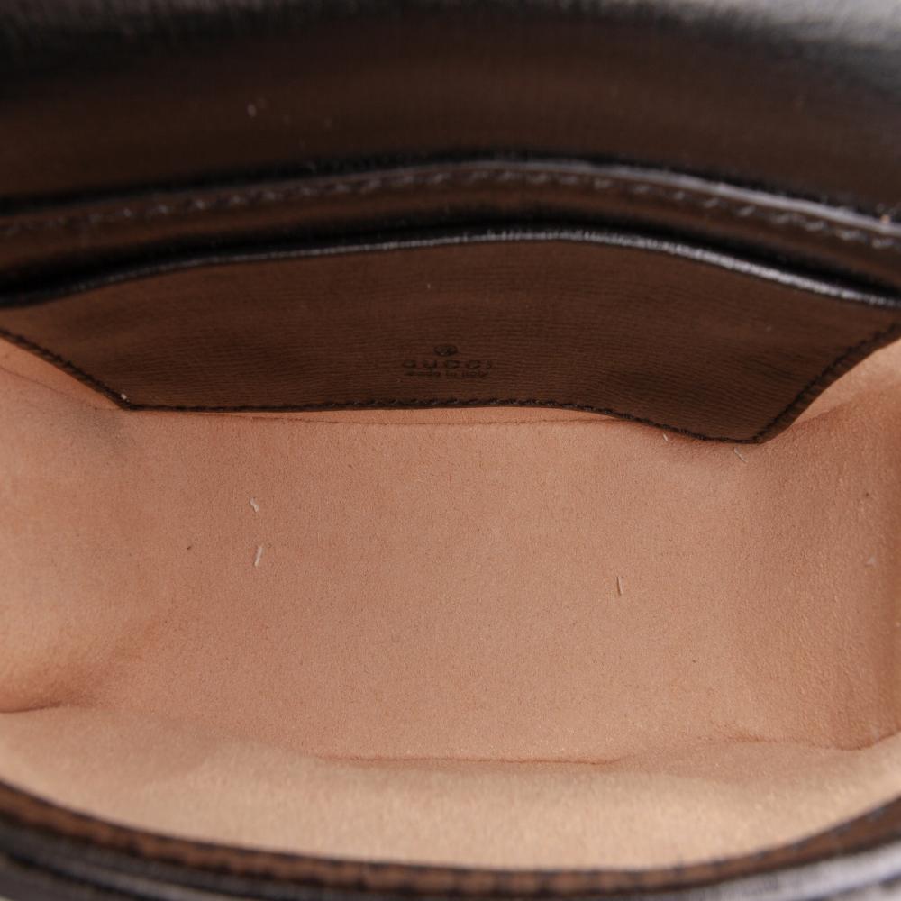 Gucci AB Gucci Black Calf Leather Mini Horsebit 1955 Web Satchel Italy