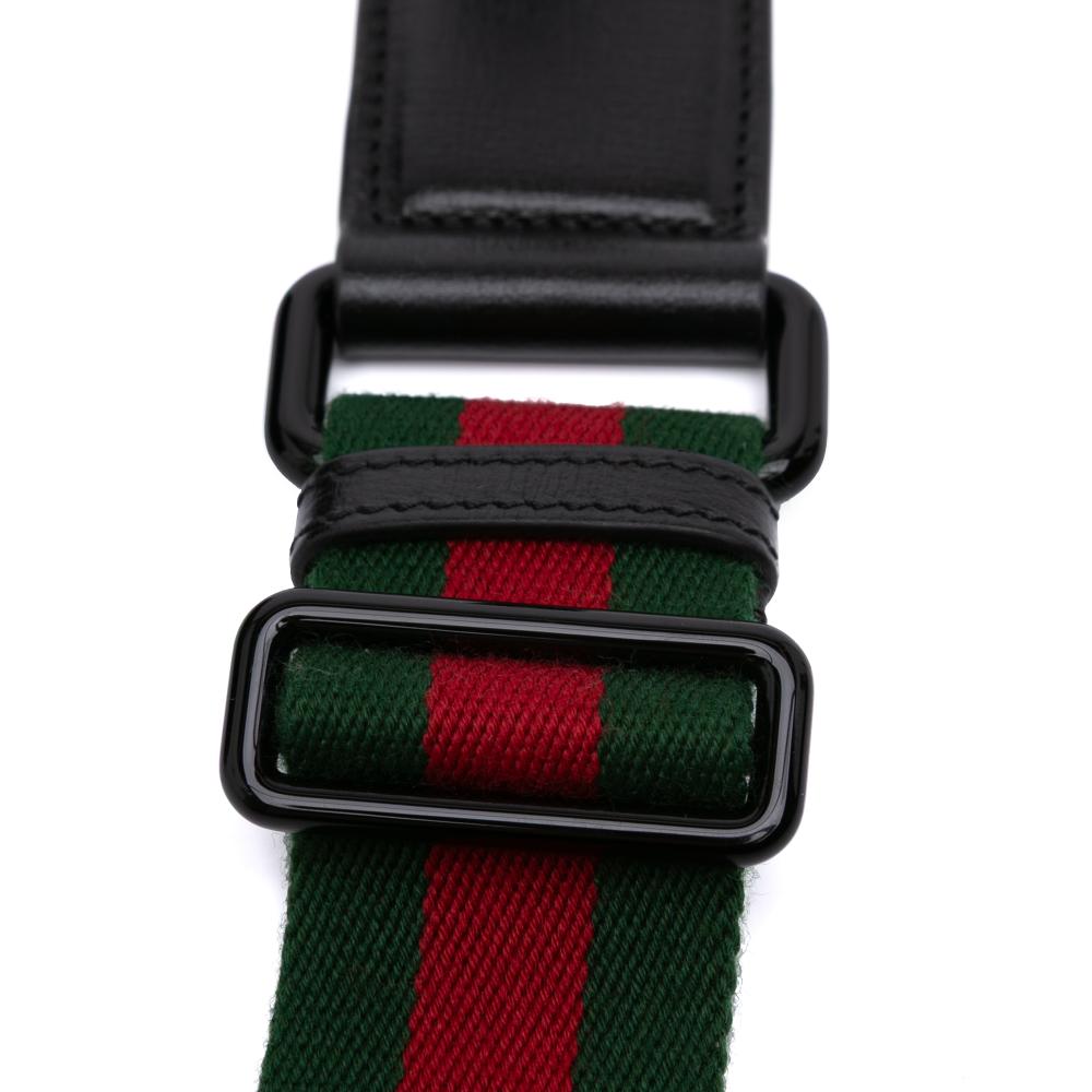 Gucci AB Gucci Black Calf Leather Mini Horsebit 1955 Web Satchel Italy