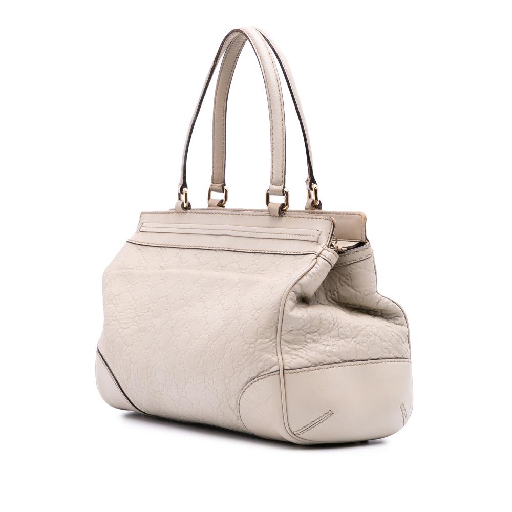 Gucci B Gucci White Ivory Calf Leather Guccissima Mayfair Tote Italy