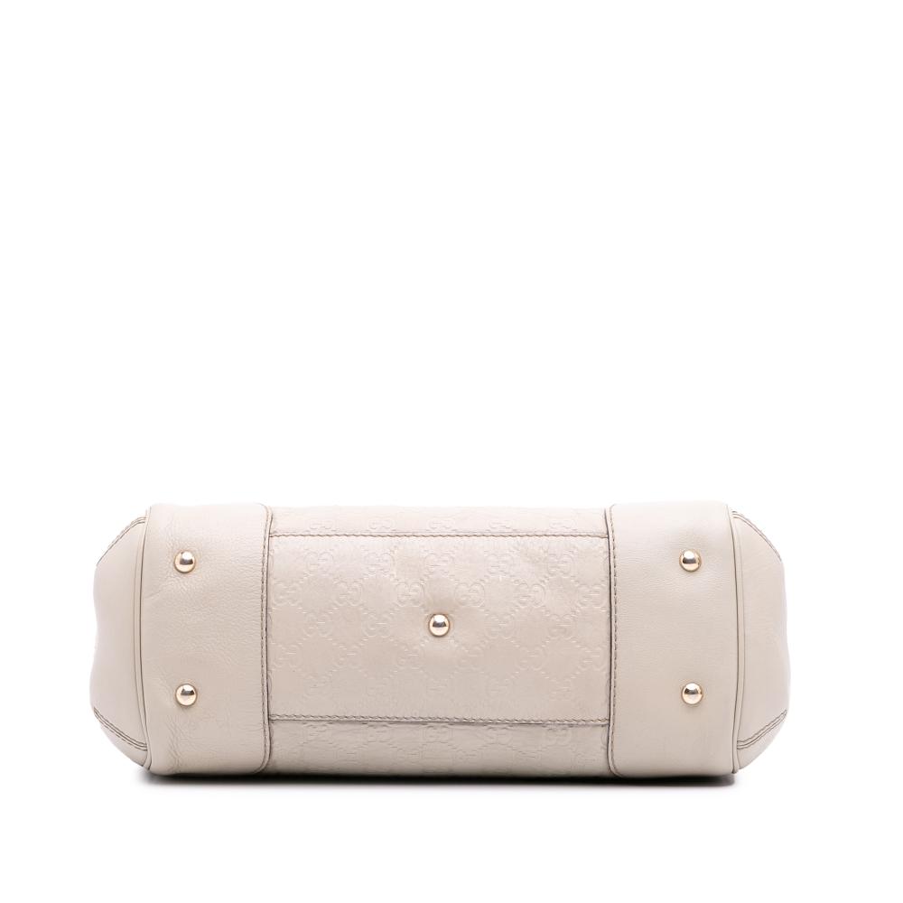 Gucci B Gucci White Ivory Calf Leather Guccissima Mayfair Tote Italy