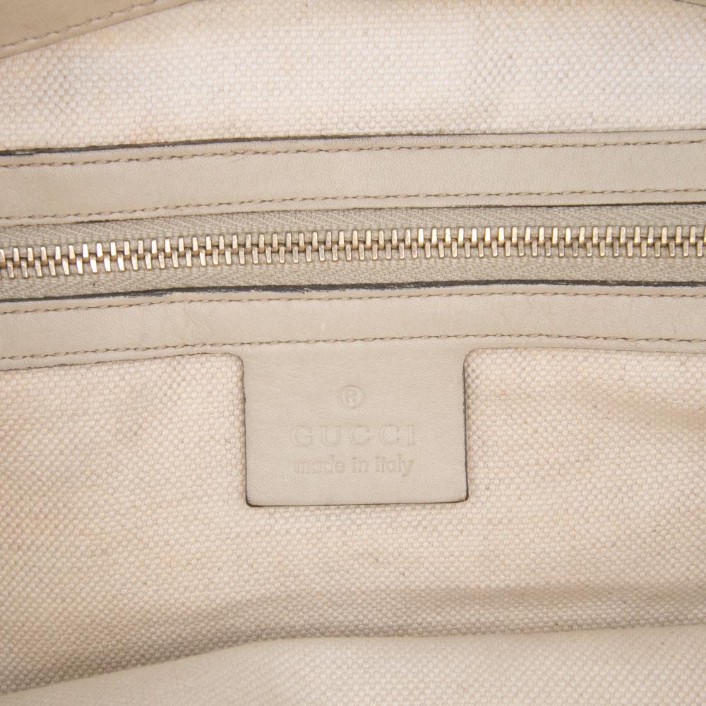 Gucci B Gucci White Ivory Calf Leather Guccissima Mayfair Tote Italy