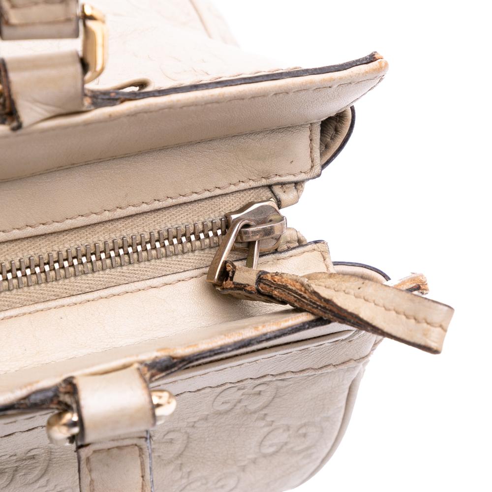 Gucci B Gucci White Ivory Calf Leather Guccissima Mayfair Tote Italy