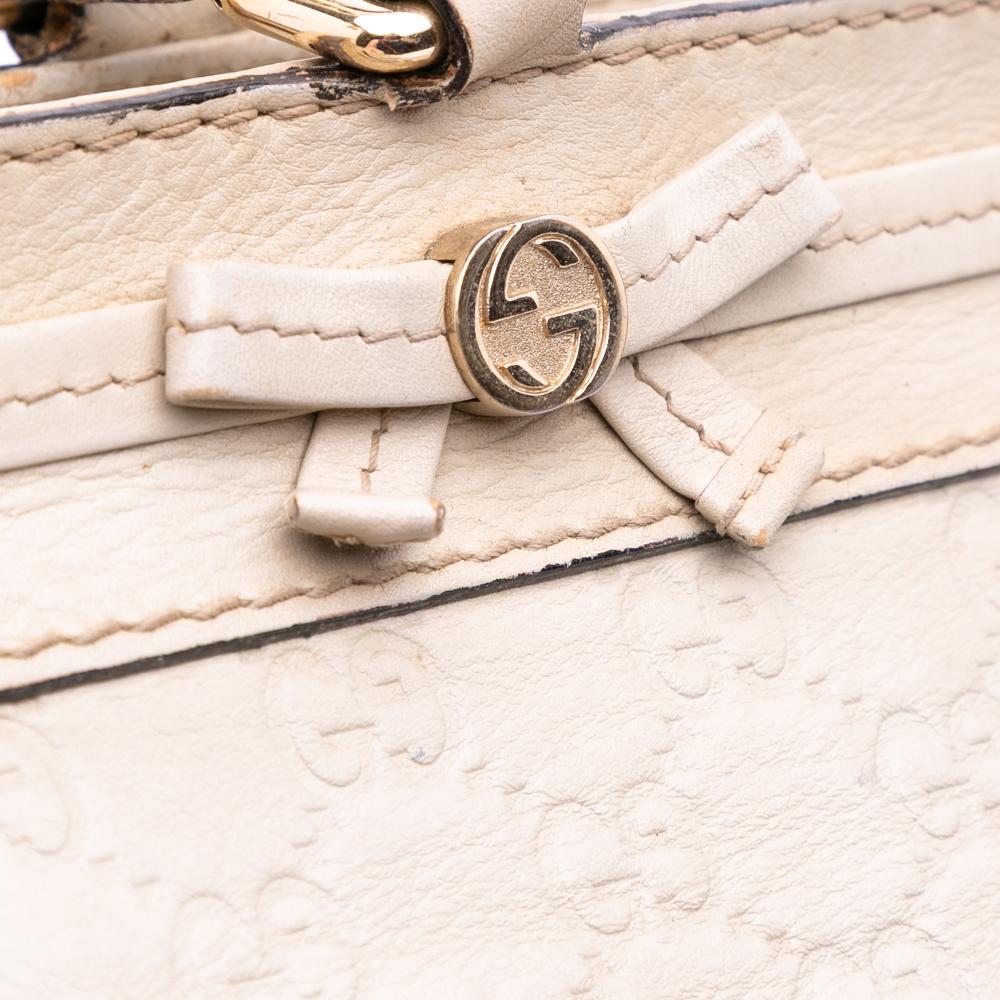 Gucci B Gucci White Ivory Calf Leather Guccissima Mayfair Tote Italy