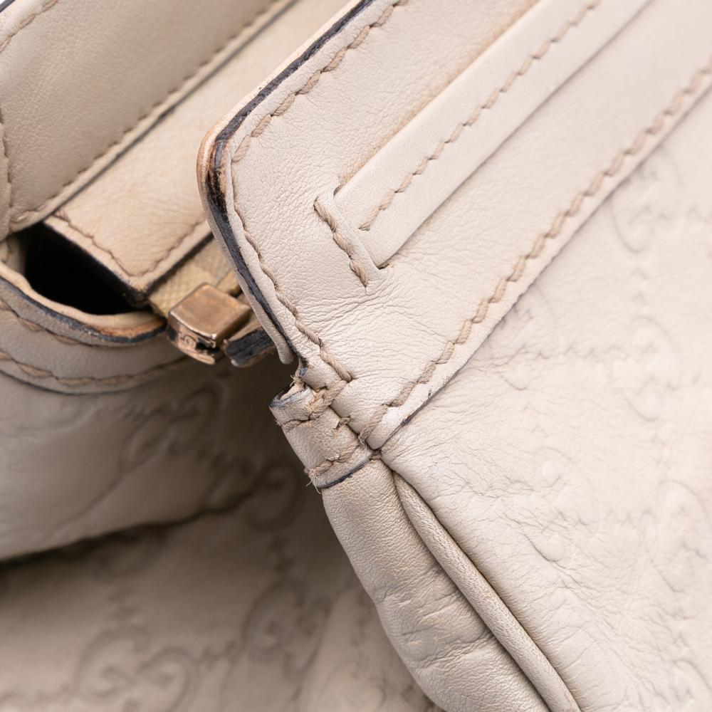 Gucci B Gucci White Ivory Calf Leather Guccissima Mayfair Tote Italy