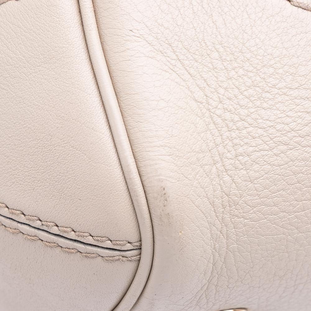 Gucci B Gucci White Ivory Calf Leather Guccissima Mayfair Tote Italy