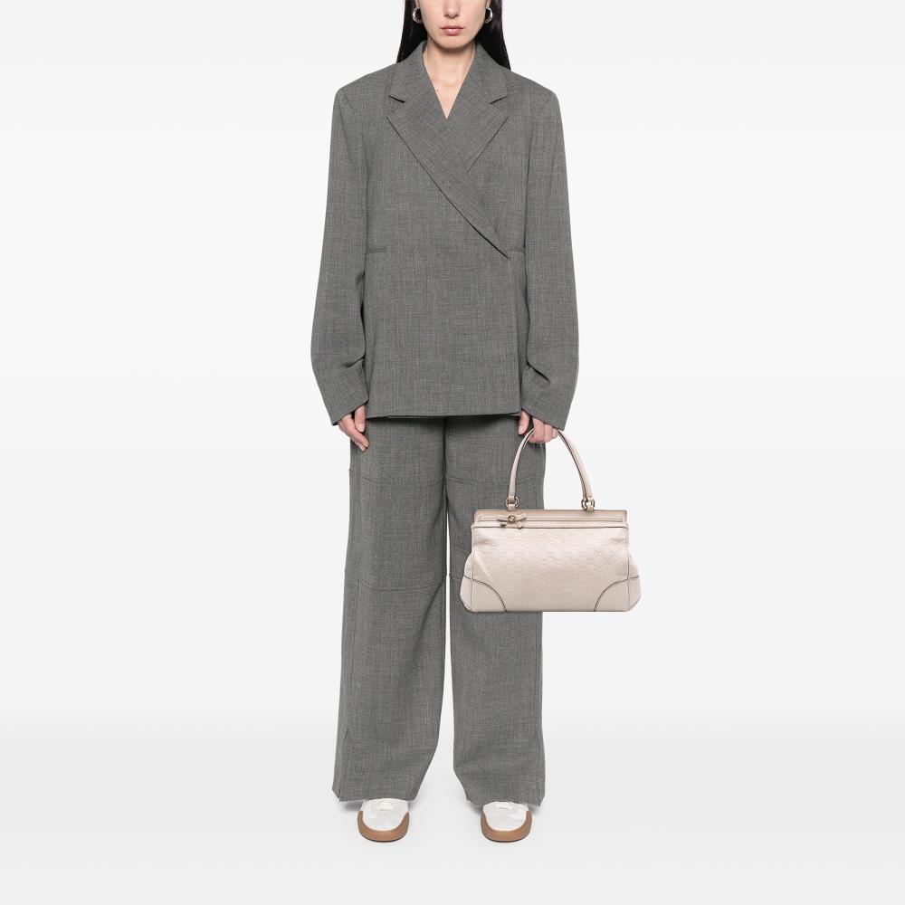 Gucci B Gucci White Ivory Calf Leather Guccissima Mayfair Tote Italy