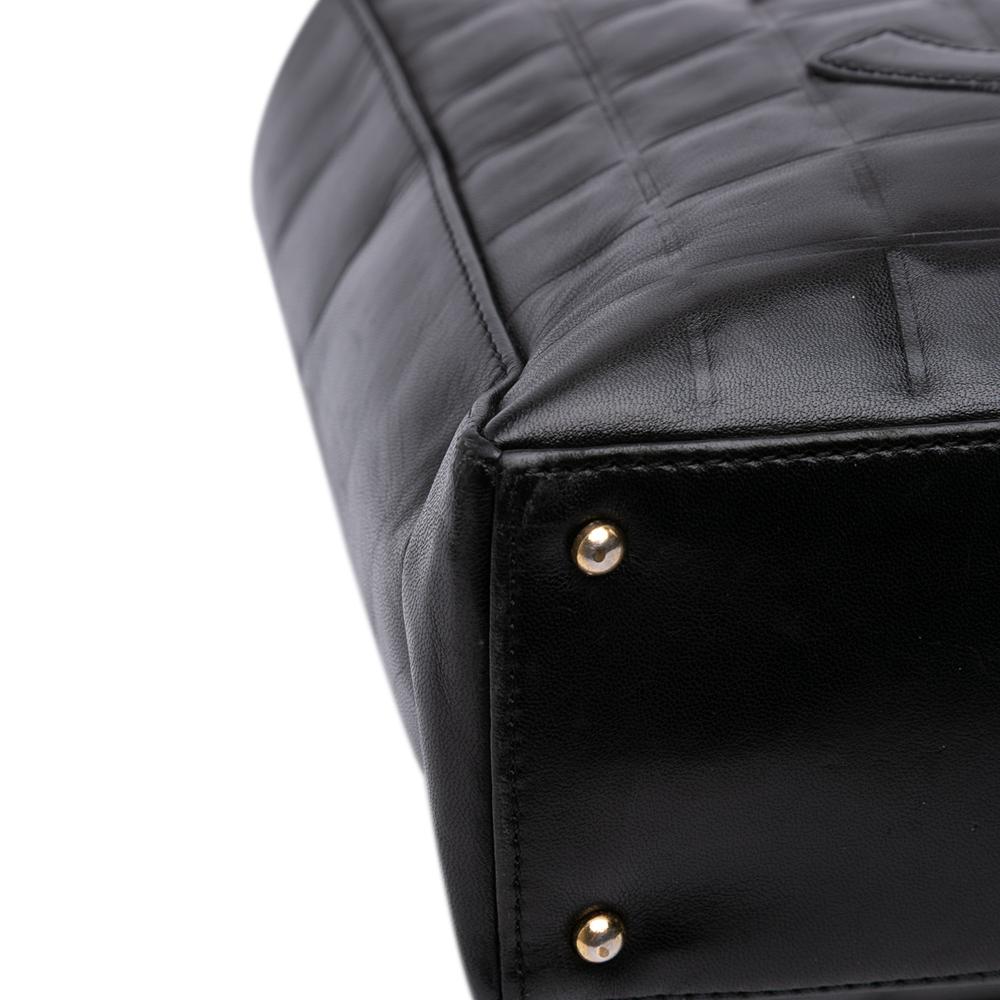 Chanel B Chanel Black Lambskin Leather Leather CC Choco Bar Lambskin Tote Italy