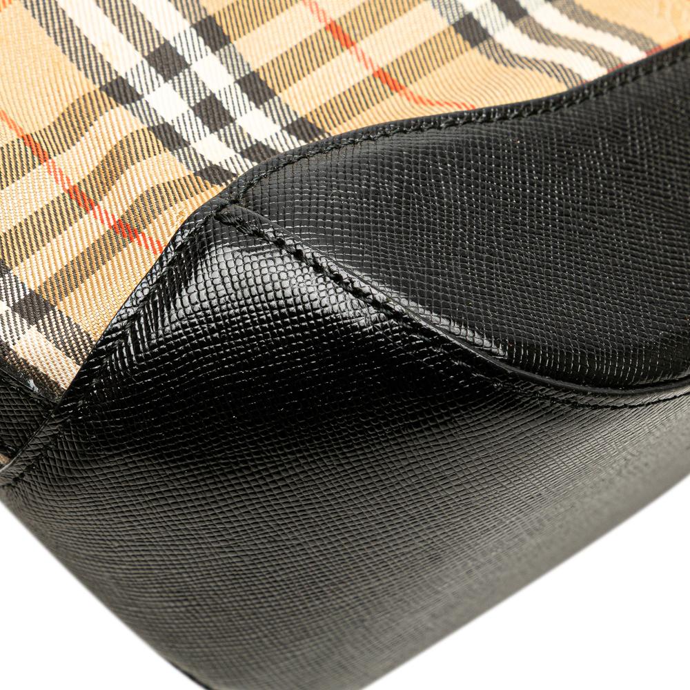 Burberry B Burberry Brown Beige Canvas Fabric Haymarket Check Handbag United Kingdom