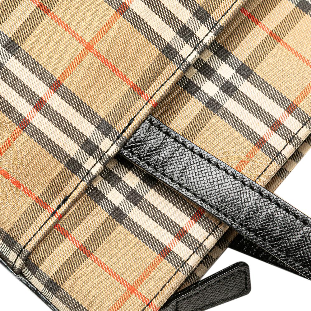 Burberry B Burberry Brown Beige Canvas Fabric Haymarket Check Handbag United Kingdom