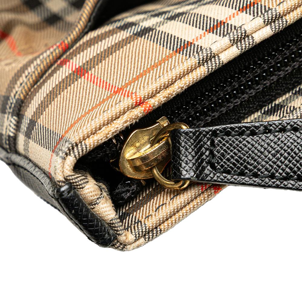 Burberry B Burberry Brown Beige Canvas Fabric Haymarket Check Handbag United Kingdom