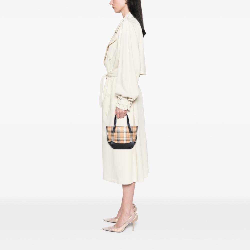 Burberry B Burberry Brown Beige Canvas Fabric Haymarket Check Handbag United Kingdom