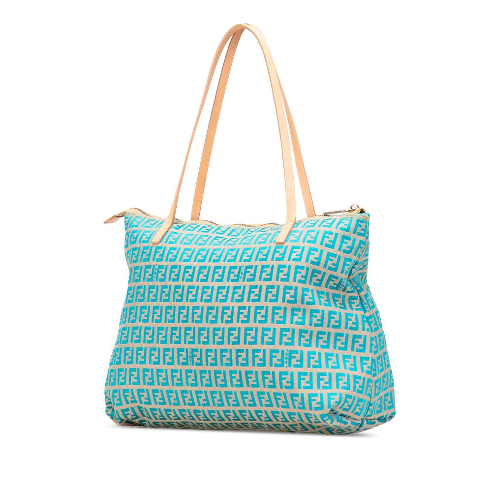 Fendi B Fendi Brown Beige Canvas Fabric Small Zucchino Tote Italy