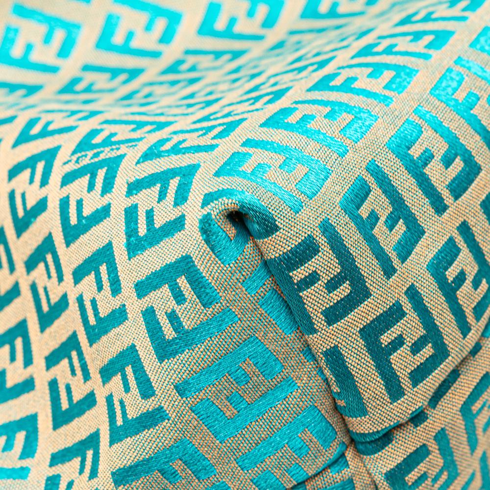 Fendi B Fendi Brown Beige Canvas Fabric Small Zucchino Tote Italy