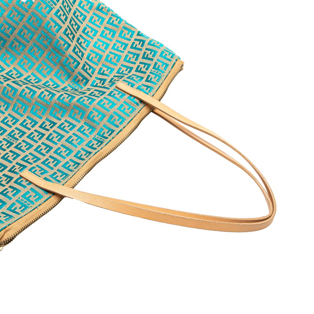 Fendi B Fendi Brown Beige Canvas Fabric Small Zucchino Tote Italy