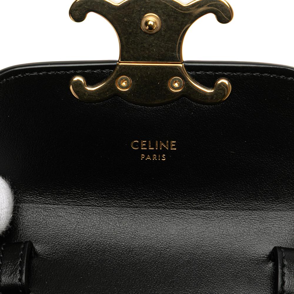 Celine AB Celine Black Calf Leather Mini Shiny skin Triomphe Crossbody Italy