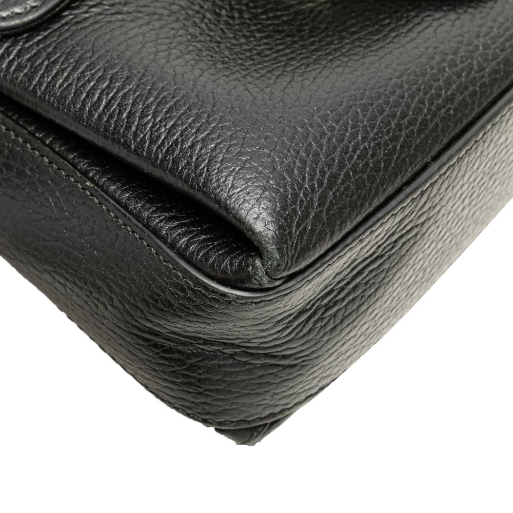 Gucci B Gucci Black Calf Leather Small Dollar skin Interlocking G Crossbody Italy