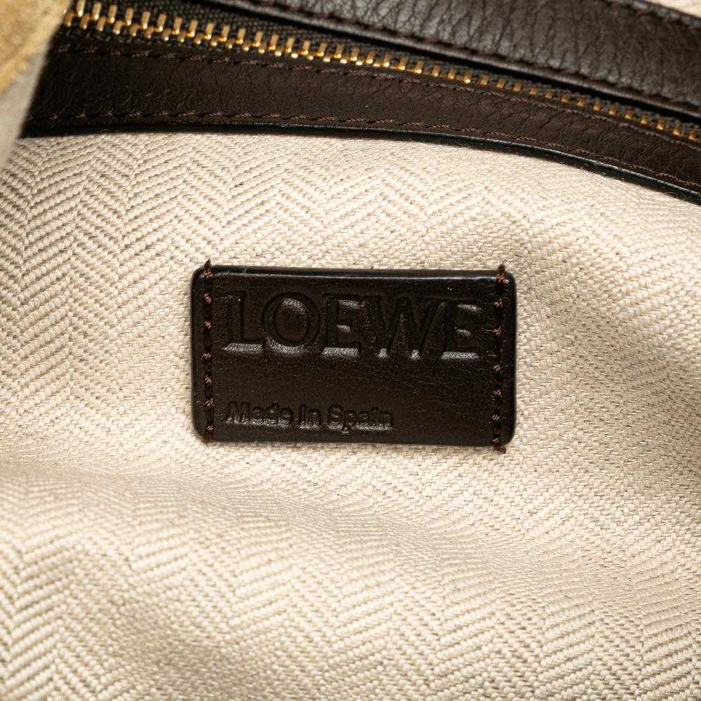 Loewe B LOEWE Brown Beige Suede Leather Small Flamenco Knot Hobo Spain
